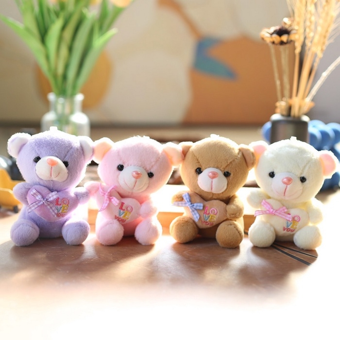 Мягкая игрушка &laquo;Медведь с сердцем&raquo;, на брелоке, 12 см, цвет МИКС