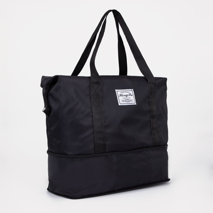 Сумка спортивная на молнии, с увеличением, наружный карман, цвет чёрный Сумка спортивная на молнии, с увеличением, наружный карман, цвет чёрный