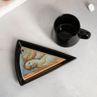 Чайная пара керамическая &laquo;Искусство&raquo;, кружка 130 мл, блюдце 11х14.5 см, цвет чёрный