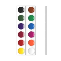 Акварель 12 цветов, ErichKrause, без кисти, мягкий пластик, картонная коробка, европодвес (эконом упаковка)