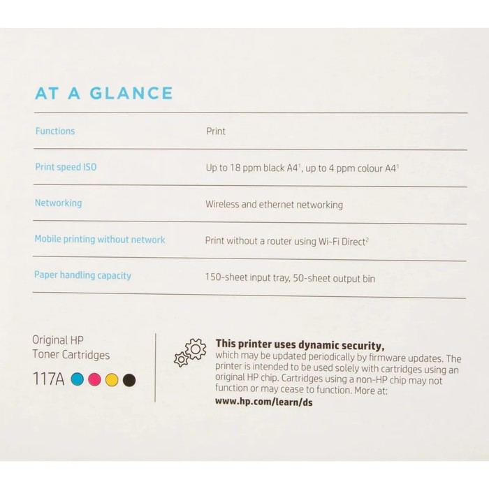 Принтер лазерный цв HP LaserJet 150NW, 600x600 dpi, 18 стр/мин, А4, Wi-Fi, белый
