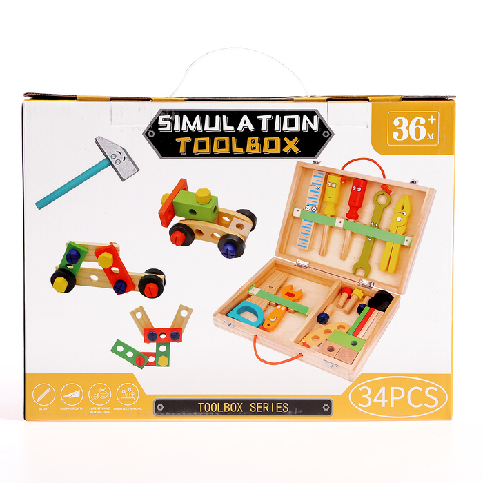 Развивающая игра &laquo;Набор плотника + конструктор в чемоданчике&raquo; 7&times;30&times;23 см, 33 элемента