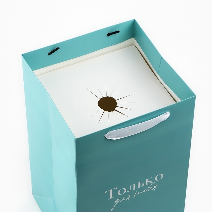 Переноска для цветов с вкладышем для фиксации, «Только для тебя», тиффани, 35 х 20 х 20 см Переноска для цветов с вкладышем для фиксации, «Только для тебя», тиффани, 35 х 20 х 20 см