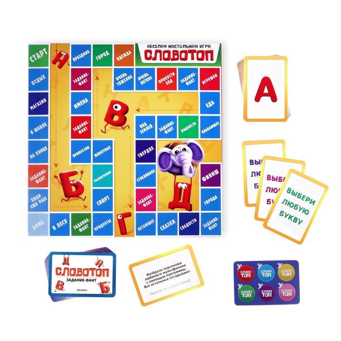 Настольная игра &laquo;Словотоп&raquo;, 50 карт, 6 фишек, игровое поле, 6+
