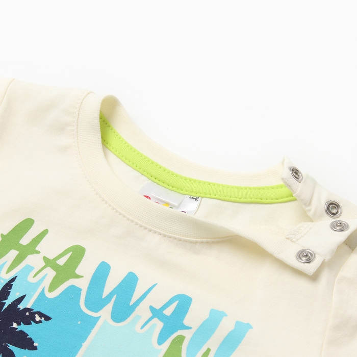 Комплект для мальчика (футболка/шорты), цвет молочный/салатовый, рост 92 см