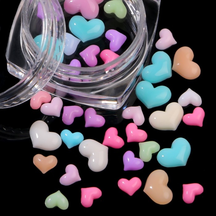 Фигурки для дизайна ногтей &laquo;Сердца&raquo;, объёмные, цвет разноцветный