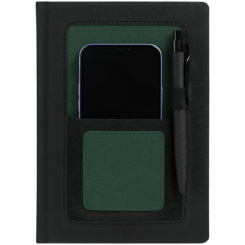 Ежедневник Mobile на заказ, недатированный, черно-зеленый