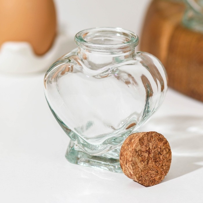 Набор стеклянных баночек для сыпучих продуктов с пробковой крышкой Доляна &laquo;Парфе. Сердце&raquo;, 85 мл, 6,8&times;7,5 см, 12 шт