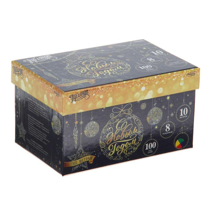 Гирлянда &laquo;Нить&raquo; 10 м, IP44, тёмная нить, 100 LED, свечение мульти, 8 режимов, 220 В