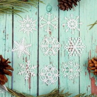 Набор для новогоднего декора "Снежинки", фетр, размер снежинки &mdash; 3,5 см, 36 шт.
