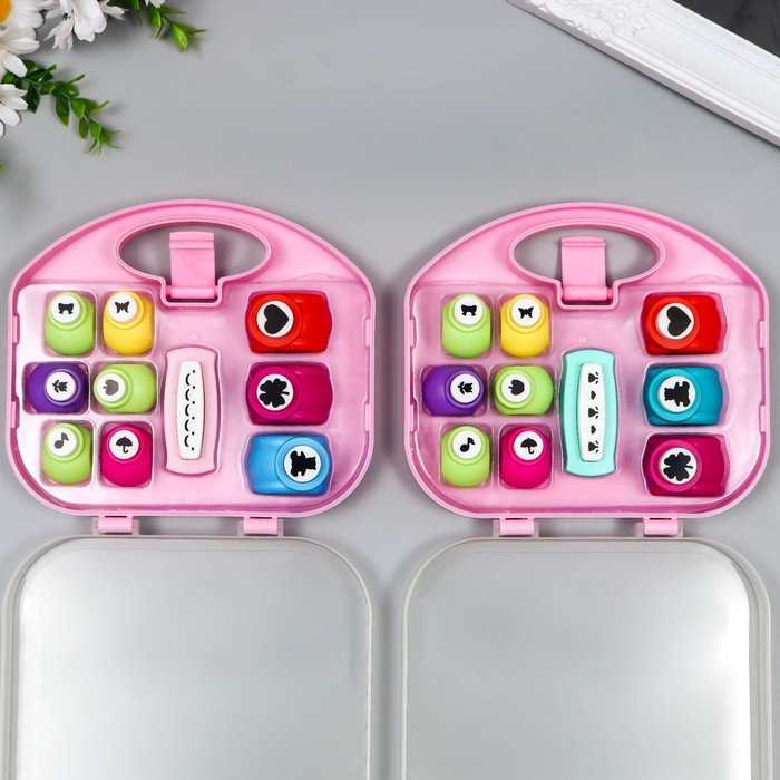 Набор фигурных дыроколов в сундучке, 10 шт МИКС Набор фигурных дыроколов в сундучке, 10 шт МИКС