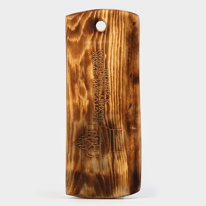 Доска разделочная в обжиге Wild Kitchen &laquo;Настоящий мужик пахнет шашлыком и дымом&raquo;, 49,5&times;25&times;2 см, цельный массив кедра