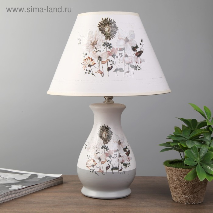 Лампа настольная "Цветочное ассорти" 1xE14 40вт белый-серый 25х25х36 см RISALUX