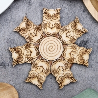 Подставка под горячее «Совы», D=11 см, можжевельник Подставка под горячее «Совы», D=11 см, можжевельник