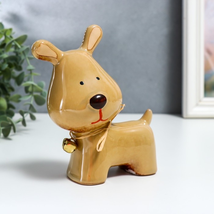 Сувенир керамика "Пёсик с колокольчиком на ошейнике" МИКС 13,5х7х11,5 см