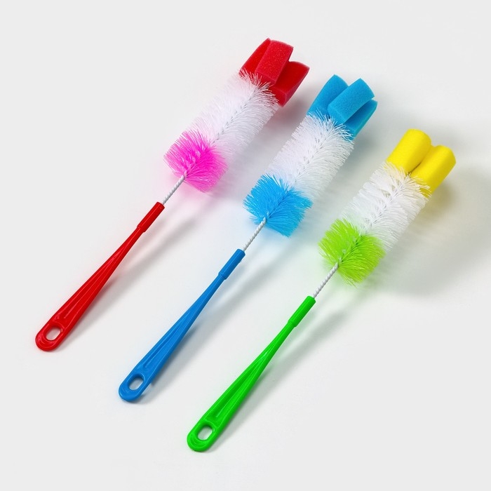 Ёршик для посуды с губкой Доляна, 5&times;34 см, цвет МИКС