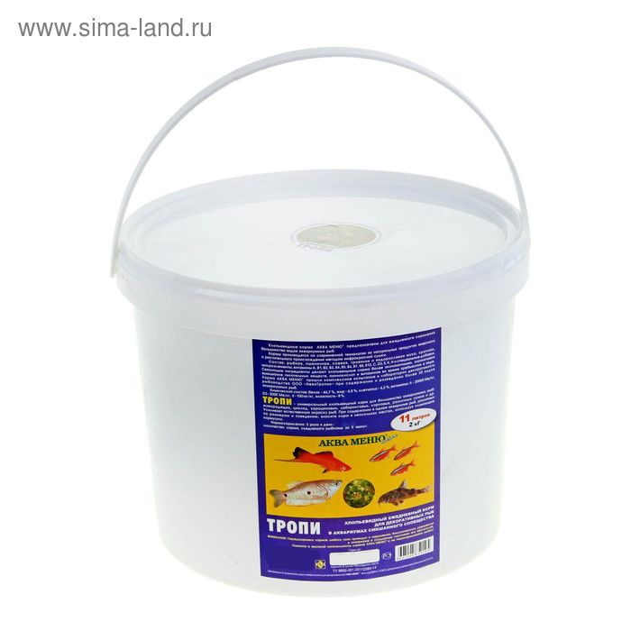 Корм Аква меню Корм Аква меню "Тропи" для рыб, ведро 11 л, 2 кг