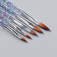 Набор кистей для наращивания и дизайна ногтей &laquo;Лепесток&raquo;, 5 шт, 14 см, цвет прозрачный