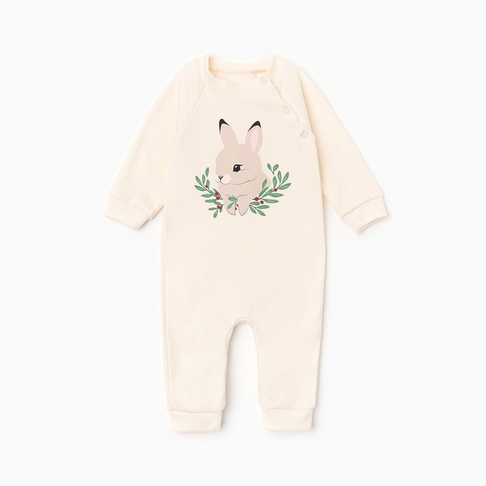 Комбинезон Крошка Я "Christmas", рост 80-86 см, молочный