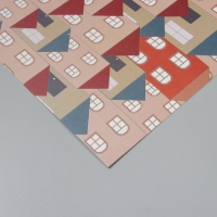 Бумага для скрапбукинга "Домики" плотность 180 гр набор 5 шт 30,5х32 см