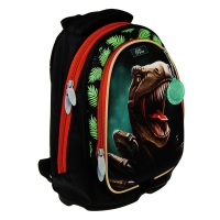 Рюкзак каркасный школьный, 39 х 28 х 18 см, + мешок для обуви, Calligrata П "Крутой дино", зелёный