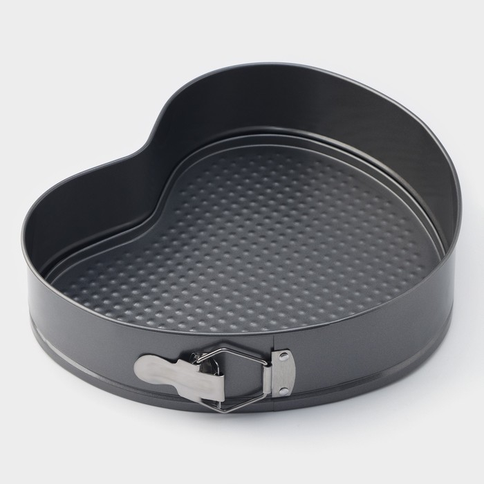 Форма для выпечки Доляна &laquo;Элин. Сердце&raquo;, 28,5&times;25,5&times;6,6 см, съёмное дно, антипригарное покрытие, цвет чёрный