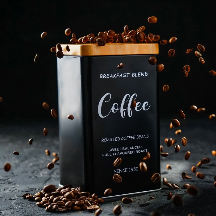 Банка для сыпучих продуктов (кофе) &laquo;Сайнс&raquo;, 18&times;10 см, цвет чёрный