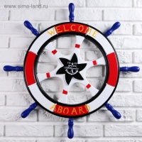 Штурвал сувенирный "Добро пожаловать на борт" красный 62см Штурвал сувенирный "Добро пожаловать на борт" красный 62см