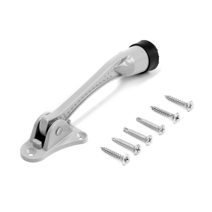 Фиксатор дверной "АЛЛЮР" КН-130 WW, "козья ножка", цвет Серый