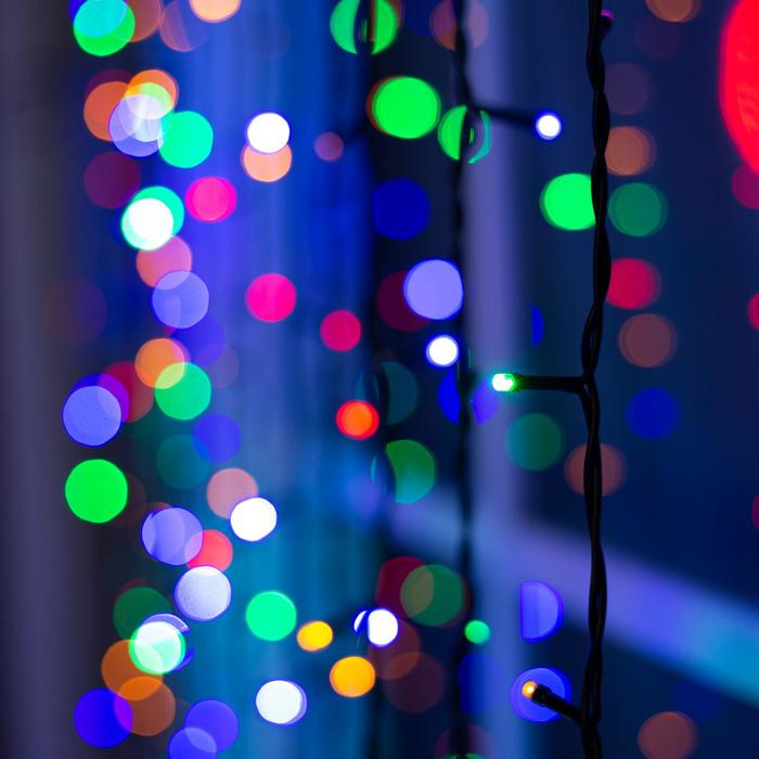 Гирлянда &laquo;Занавес&raquo; 2 &times; 9 м, IP44, УМС, тёмная нить, 1800 LED, свечение мульти, 220 В