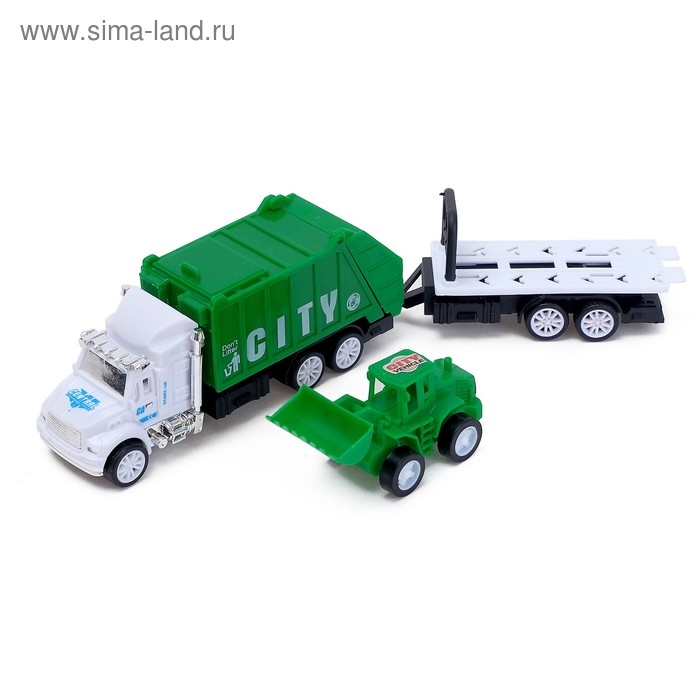 Грузовик инерционный «Городские службы» с трактором, МИКС Грузовик инерционный «Городские службы» с трактором, МИКС