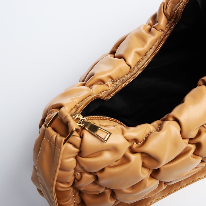 Сумка-багет на молнии, цвет бежевый