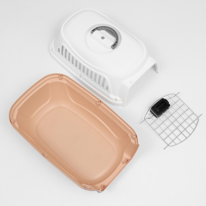 Переноска для животных пластиковая с металлической дверью 47х32,5х30 см, вес до 9 кг, бежевая 934336 Переноска для животных пластиковая с металлической дверью 47х32,5х30 см, вес до 9 кг, бежевая 934336