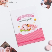 Папка для свидетельства о рождении &laquo;Слоник&raquo;, для девочки, А4