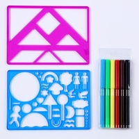 Трафареты &laquo;Мальчик и девочка&raquo;, набор 2 шт., 6 шт. фломастеров