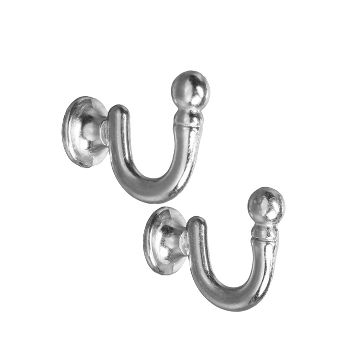 Крючок для штор KS003, однорожковый, цвет хром