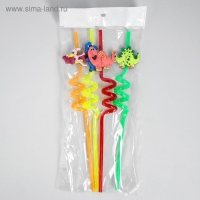 Трубочка из пластика «Динозавр», набор 4 шт., МИКС Трубочка из пластика «Динозавр», набор 4 шт., МИКС