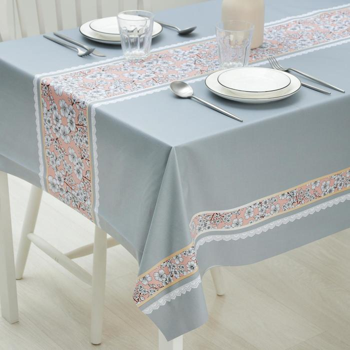 Клеёнка на стол &laquo;Мила&raquo;, на тканевой основе, рулон 20 метров, ширина 137 см, толщина 0,25 мм, цвет серый