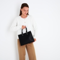 Сумка женская тоут на молнии, цвет чёрный Сумка женская тоут на молнии, цвет чёрный