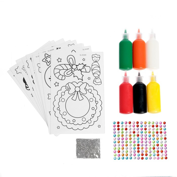 Набор для творчества &laquo;Раскрась витражики. Новогодня сказка&raquo;, 20 шт. в наборе