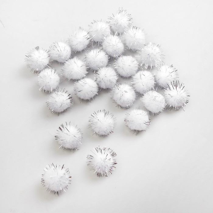 Текстильные детали для декора «Бомбошки», набор 25 шт., размер 1 шт. — 2 см, цвет серебро Текстильные детали для декора «Бомбошки», набор 25 шт., размер 1 шт. — 2 см, цвет серебро