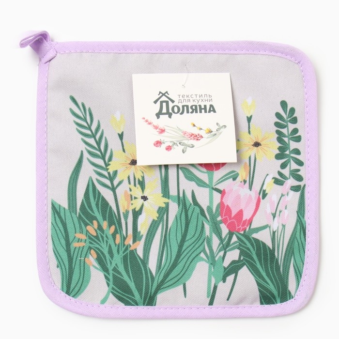 Прихватка Доляна "Букет" 17х17 см, 35% хл, 65% пэ, ватин 250 г/м2