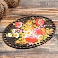 Заготовка для вязания "Овал параллельный Жостовская роспись №1" размер 20×15 см Заготовка для вязания "Овал параллельный Жостовская роспись №1" размер 20×15 см