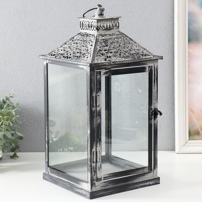 Подсвечник металл фонарь "Кружевные узоры" набор 2 шт 14х14х27 см, 20х20х40 см