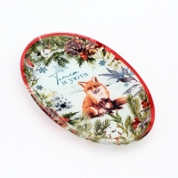Блюдо овальное новогоднее Дорого внимание &laquo;Тепла и уюта&raquo;, 24,5 &times; 15 &times; 2 см, стекло