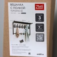 Вешалка с полкой &laquo;Торонто 32&raquo;, 92,4&times;25,5&times;9,8 см, металл, цвет белый