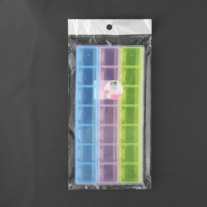 Органайзер для рукоделия, 21 отделение, 21,5 × 10,5 × 2 см, цвет МИКС Органайзер для рукоделия, 21 отделение, 21,5 × 10,5 × 2 см, цвет МИКС