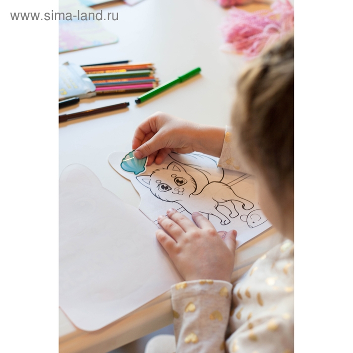 Раскраска с наклейками &laquo;Котёнок&raquo;, 16 стр.