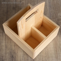 Подставка "Комбо" из СОСНЫ, с ручкой и 3мя отсеками, 19&times;17&times;8,5 см