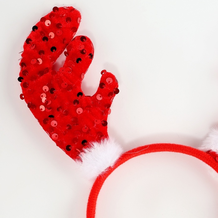 Карнавальный ободок новогодниий для волос детский &laquo;Рожки&raquo;, красный